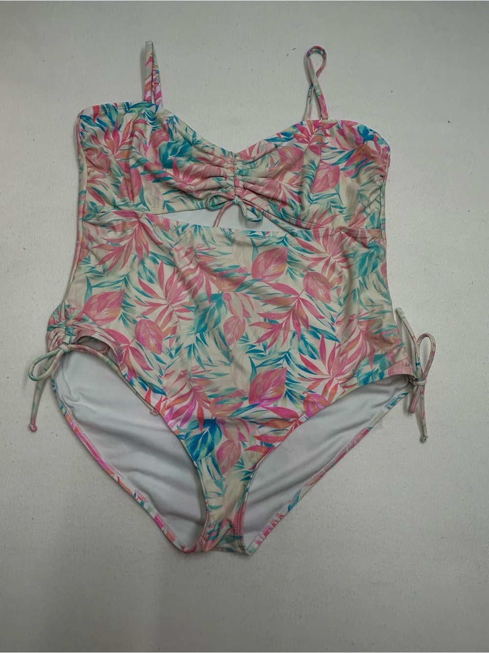 Decree Pink Teal Leaf-Print One-Piece Swimsuit